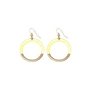 POMINA Vibrant Yellow Womens Colorblock Cast Resin Combo-Hoop Dangle Earrings